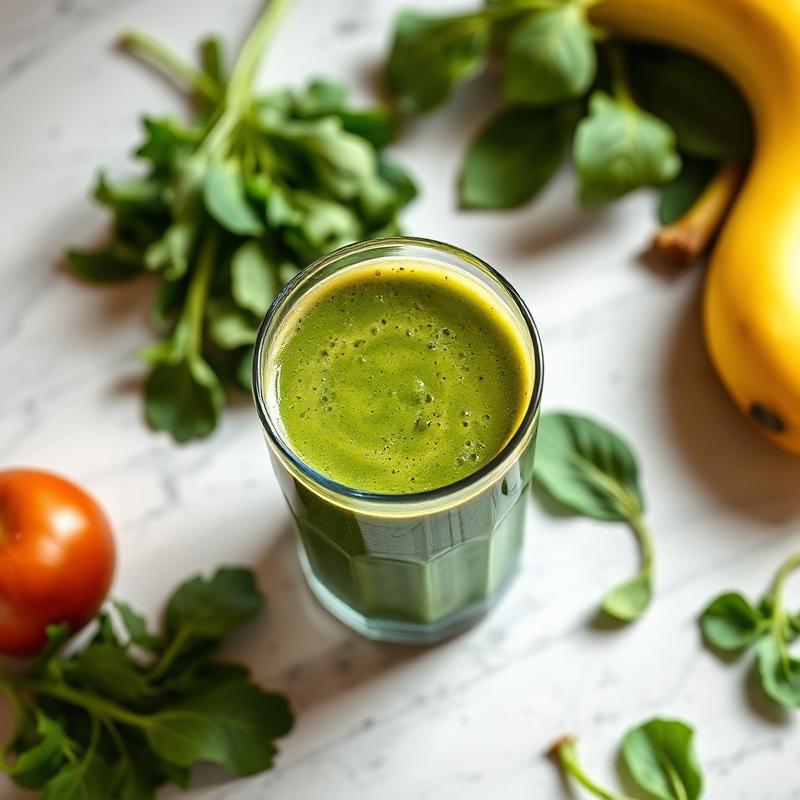Batido verde en un vaso